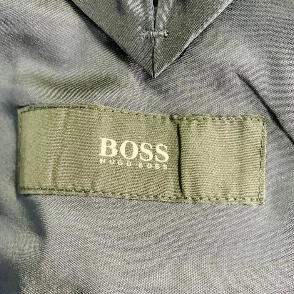 HUGO BOSS Size 40 Blue Houndstooth Virgin Wool Single Breasted Notch Lapel Suit